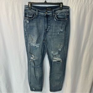 Judy Blue Jeans 11/30 Distressed Boyfriend Fit High Rise Denim Punk Skinny Light